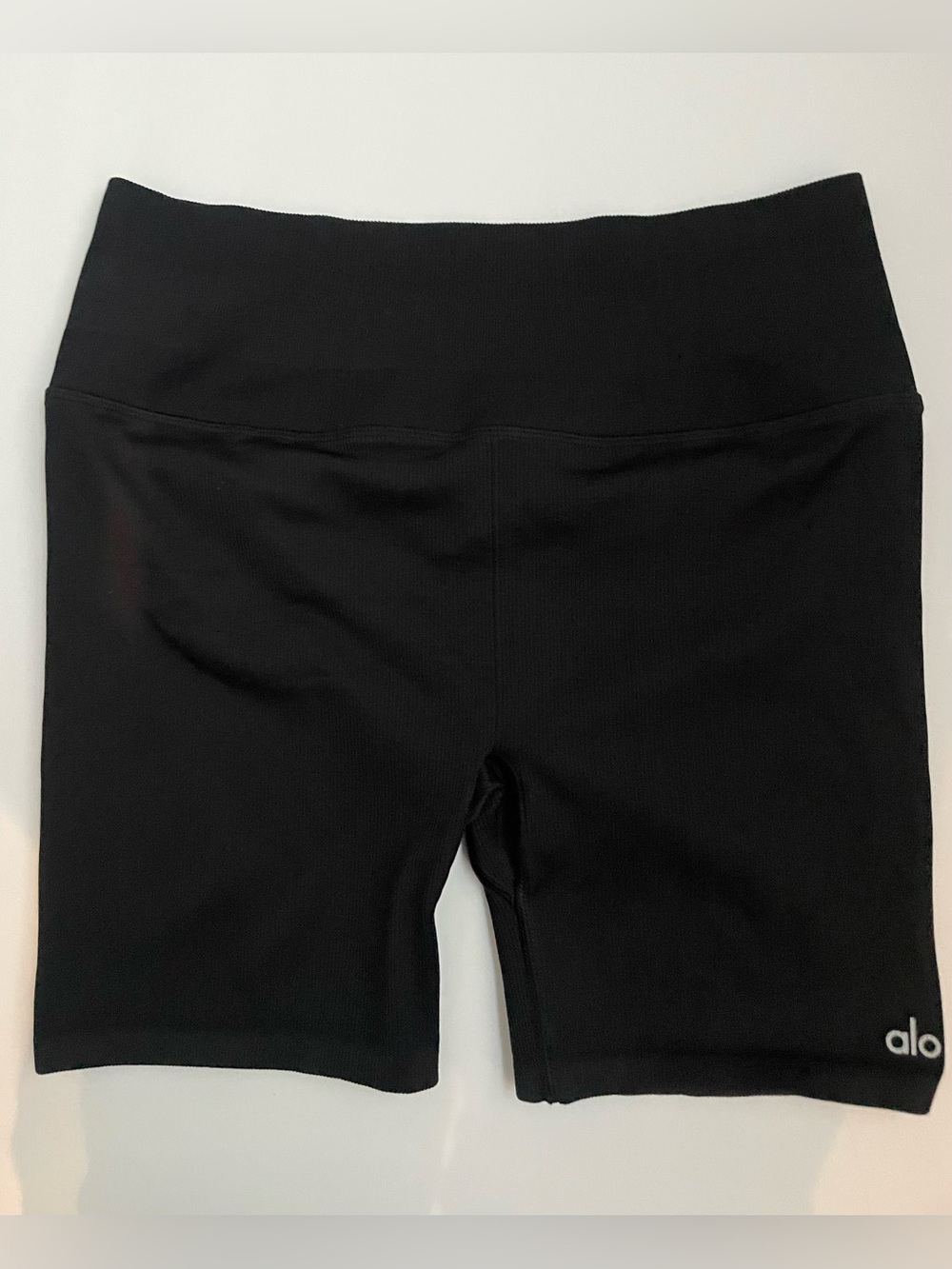 Alo Yoga Seamless Ribbed Favorite Biker Shorts Black Size L